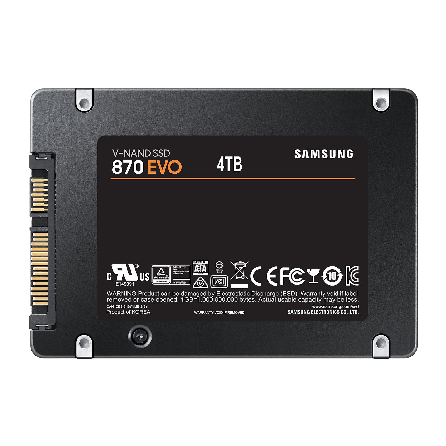 Ssd 2 5 4Tb Sata3 Evo 870 Samsung R W 560 530 Mb S 3D Nand - Visualizzazione dettagliata