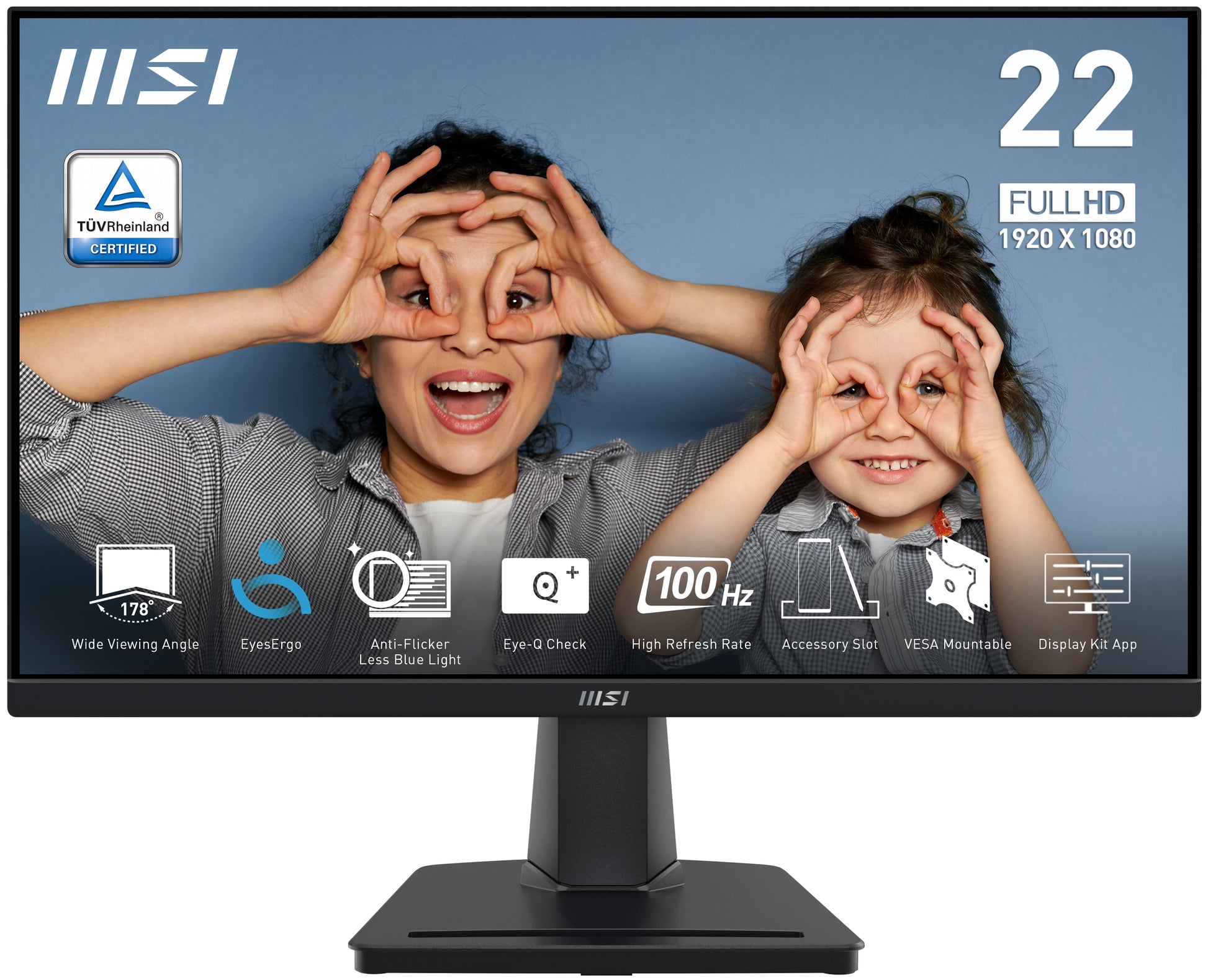 Mon 21 5 Ips Hdmi Vga 16 9 100Hz Msi Pro Mp225 Black Vesa Fhd - Visualizzazione dettagliata
