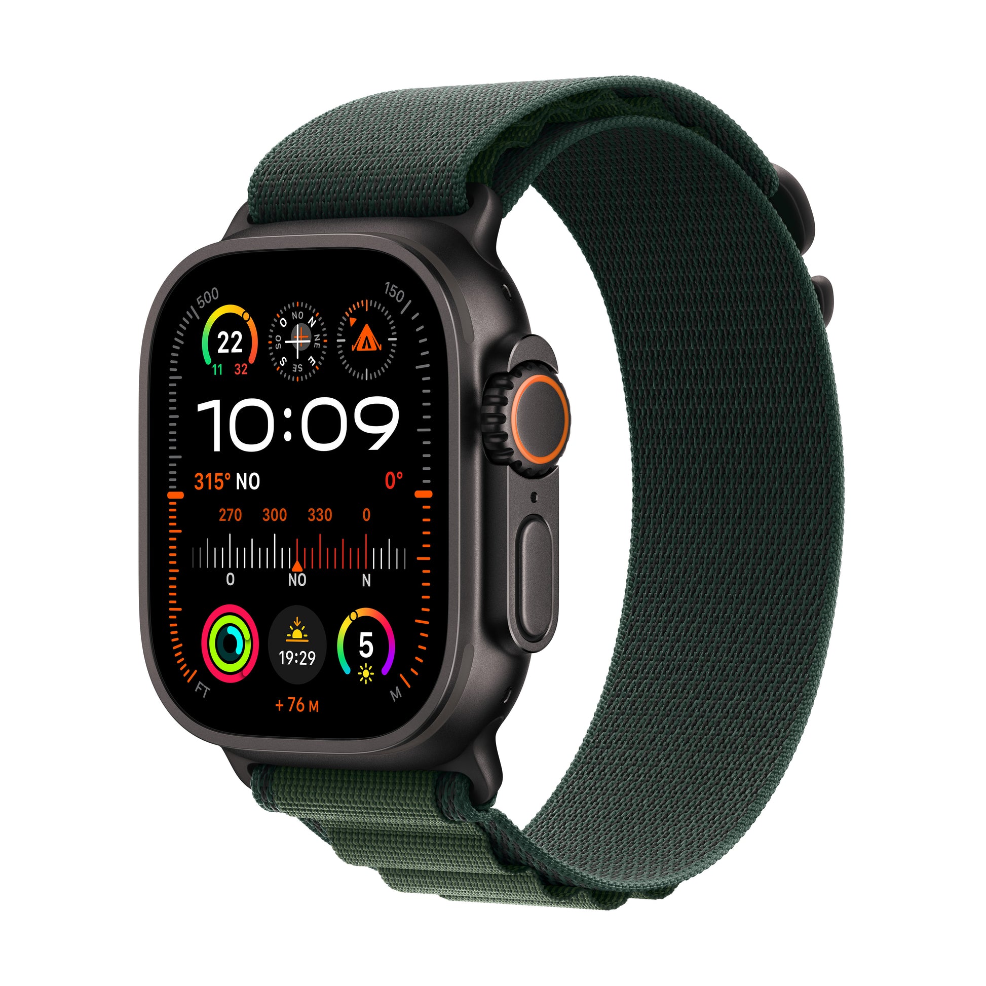 Watch 49Mm Ultra 2 Cellular Titaniu M Nero Verde Sc Alpine Loop Medium - Visualizzazione dettagliata