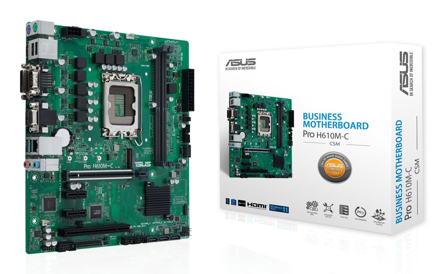 Mb Asus Pro H610M C Csm S1700 2Ddr5 4S3 Gbl M 2 U3 2 H D Dp V Micro Atx - Visualizzazione dettagliata