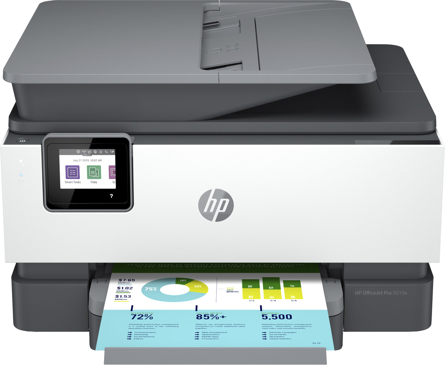 Mf Ink Col A4 Fax Wifi Lan F R 22Pp Officejet Pro 9019E Adf - Visualizzazione dettagliata