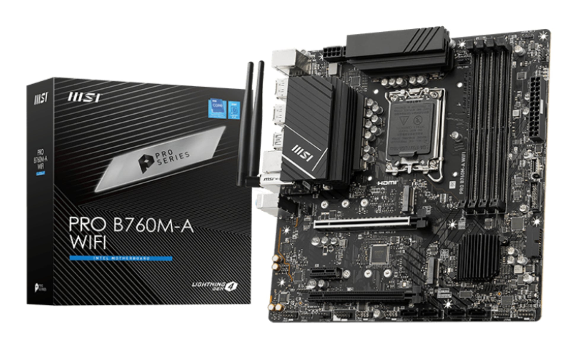 Mb Msi Pro B760M A Wifi Ddr5 S1700 4D5 2M 2 4S3 U3 2 Gbl H D Matx - Visualizzazione dettagliata