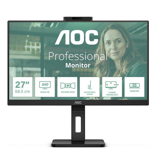 Mon 27Ips Qhd Hdmi Dp Mm Pivot Aoc Q27P3Qw Webcam Reg Altezza - Visualizzazione dettagliata