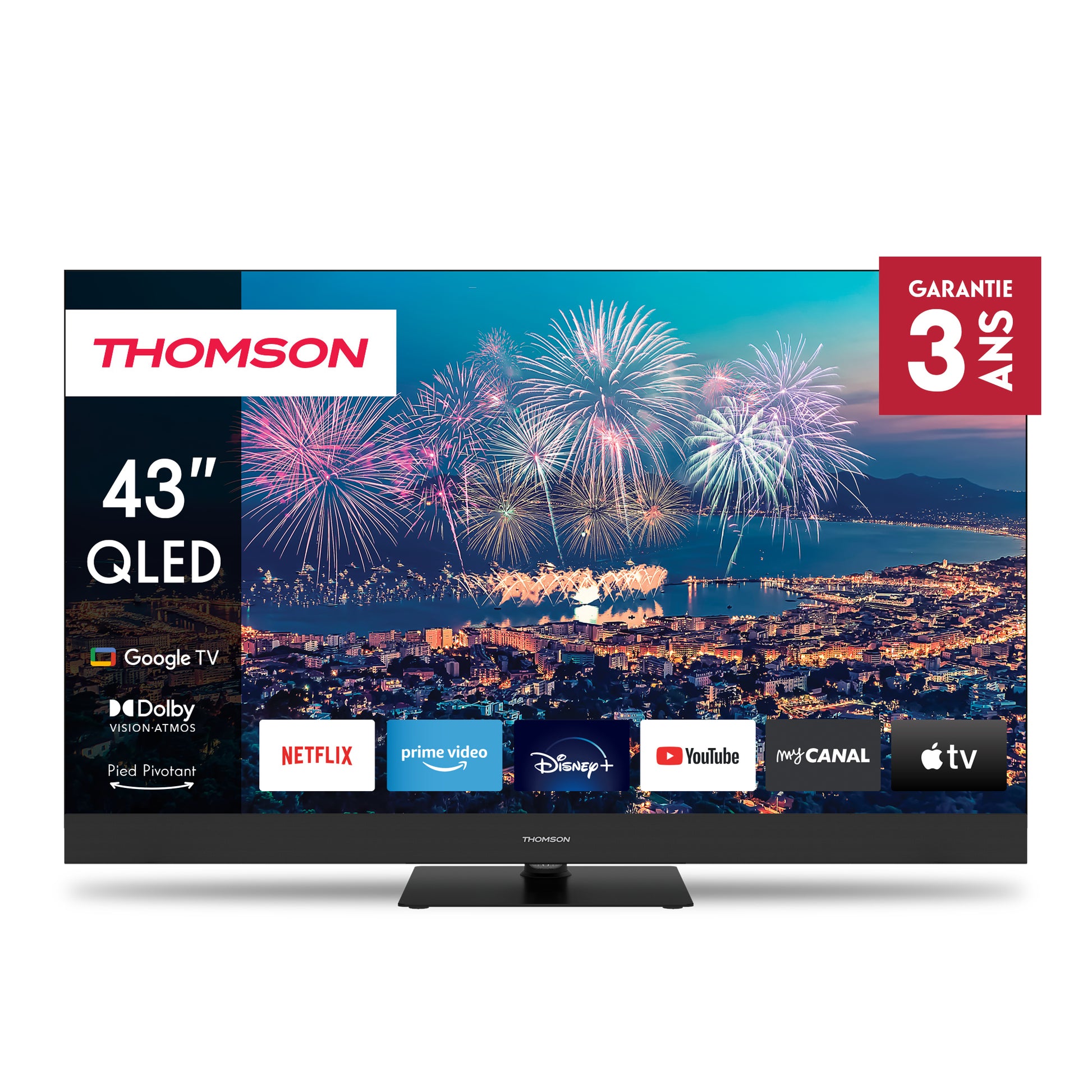 Tv 43Thomson Uhd Smart 4K Qled T2 C2S2 Google Tv Front Speak Piede - Visualizzazione dettagliata