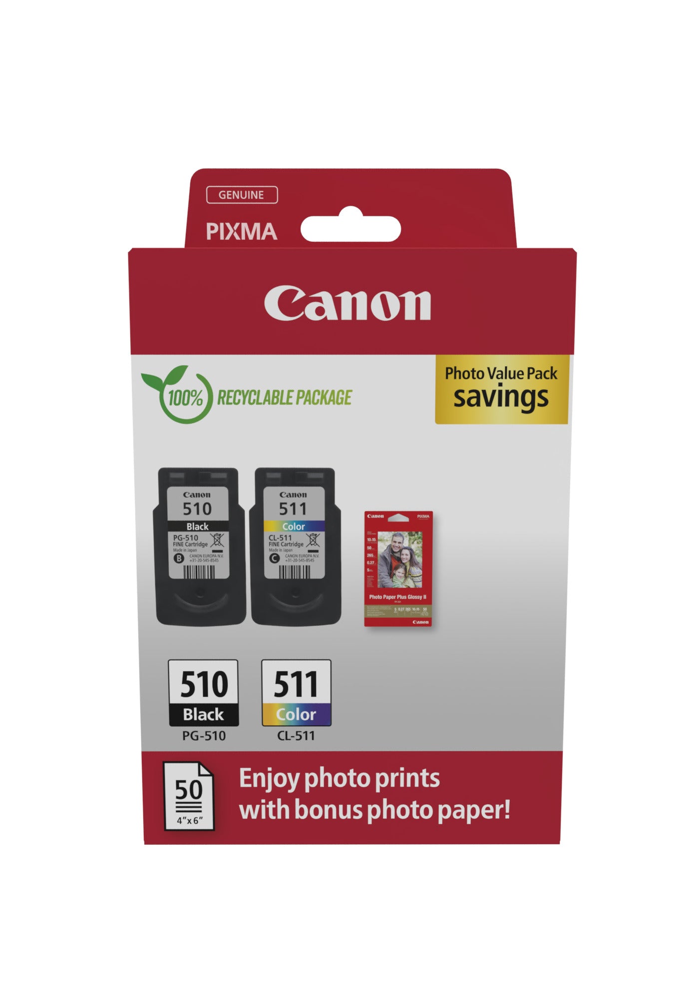 Ink Canon Pg510 Cl511 Cmyk Carta F Oto Ip2700 Mp230 Mp252 Mp272 - Visualizzazione dettagliata