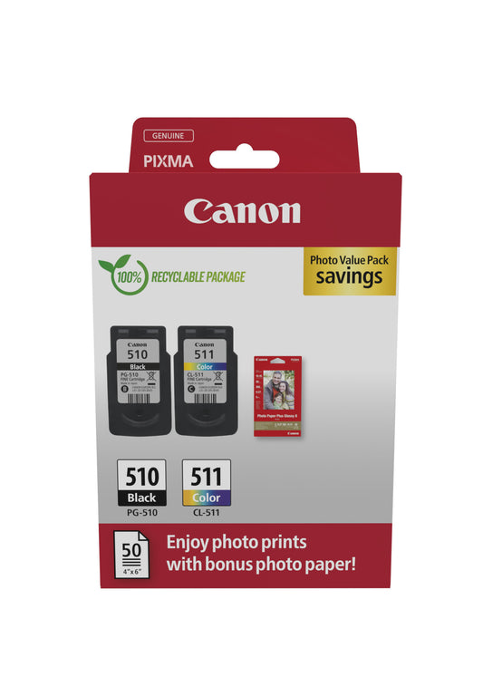 Ink Canon Pg510 Cl511 Cmyk Carta F Oto Ip2700 Mp230 Mp252 Mp272 - Visualizzazione dettagliata