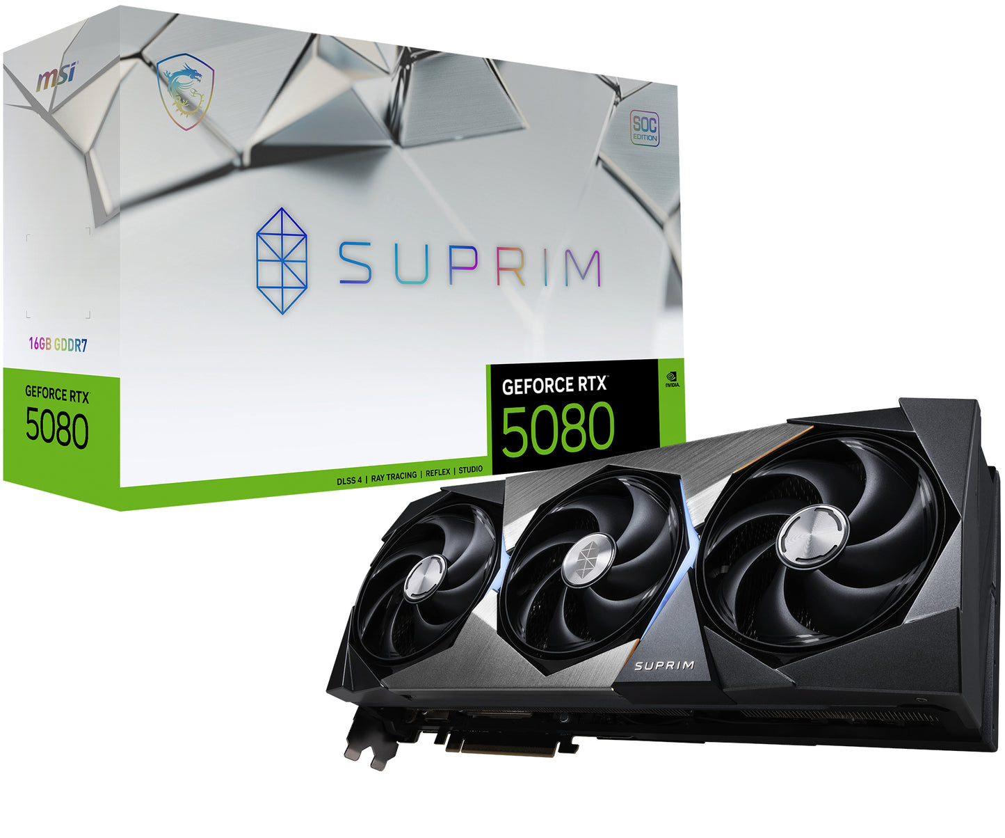 Vga Msi Rtx 5080 Suprim Soc 16Gb Gddr7 256Bit 1H 3Dp - Visualizzazione dettagliata