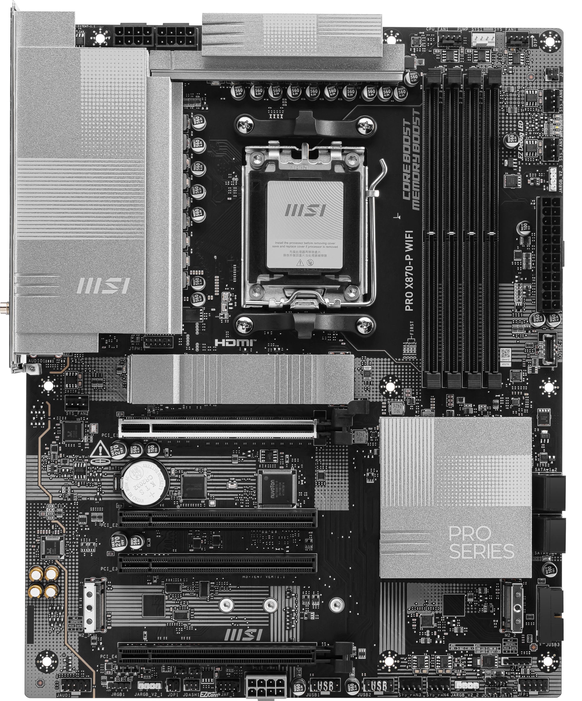 Mb Msi Pro X870 P Wifi Am5 4Ddr5 1Hd 1Dp 4Pcie 3M2 4Sata Atx 170W - Visualizzazione dettagliata