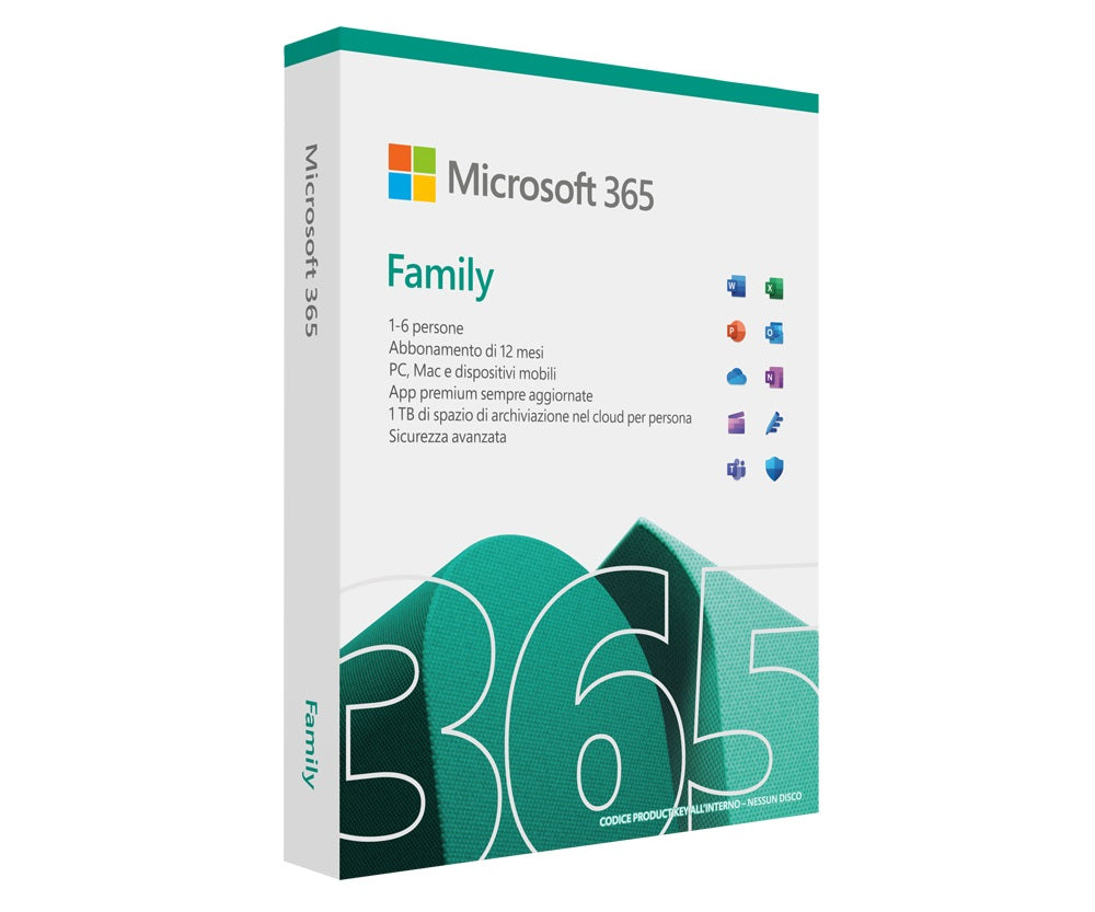 Sw Ms Office 365 Family 12M - Visualizzazione dettagliata