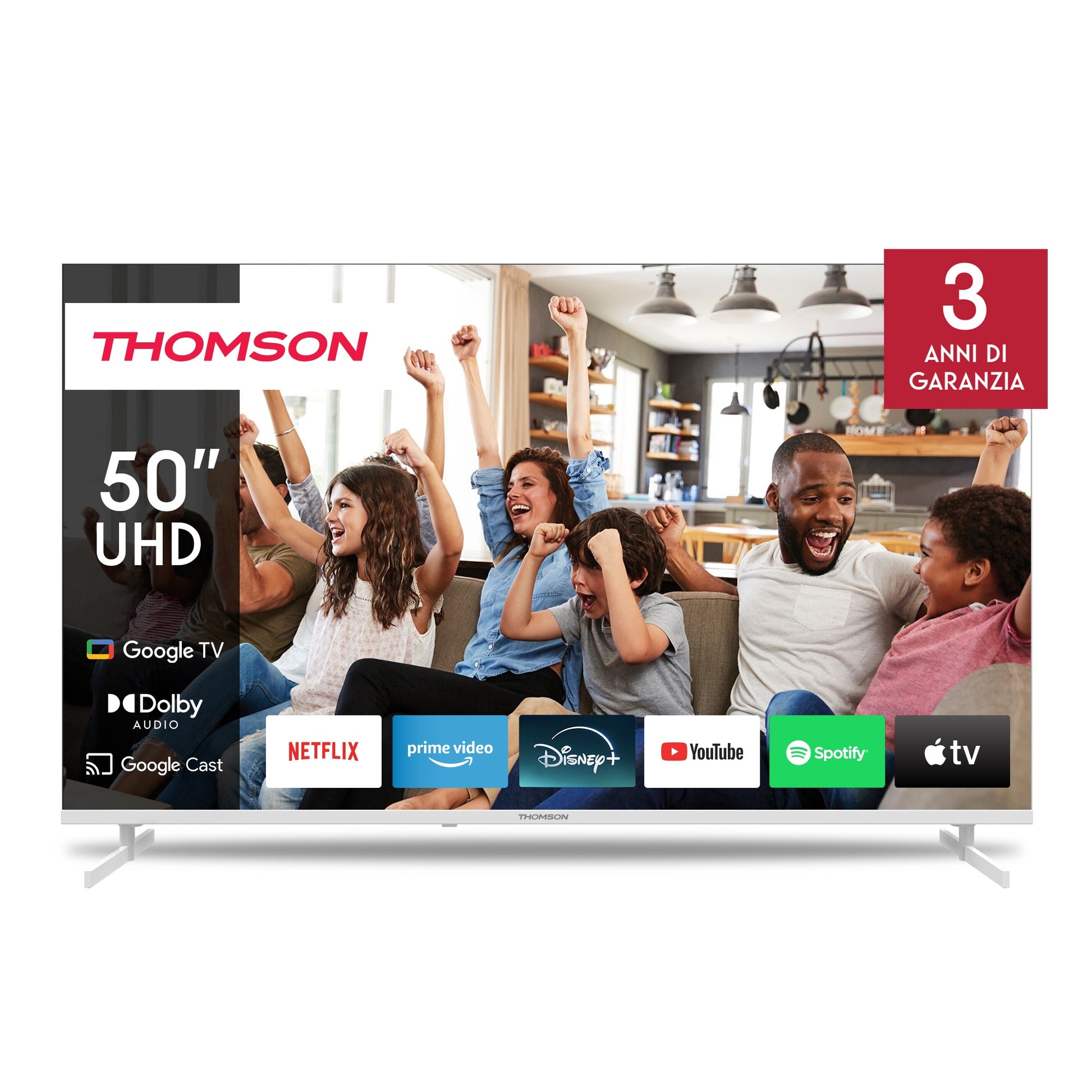 Tv 50 Thomson 4K Smart Uhd T2 C2S2 Google Tv Frameless White - Visualizzazione dettagliata